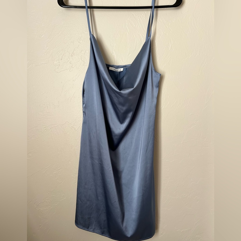 Blue satin dress